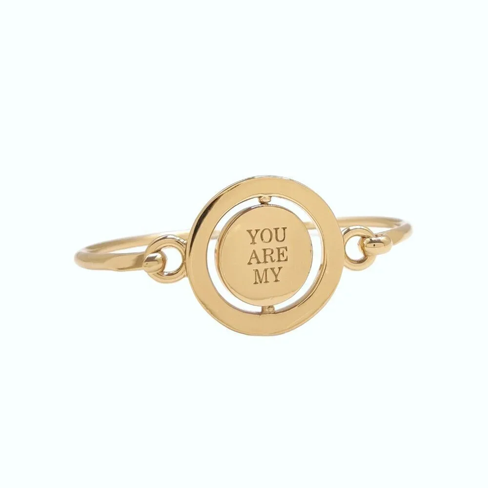 Carolee Yellow Sun Gold Tone Double Sided Charm Bangle Bracelet